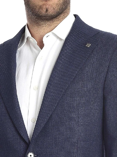 Shop Tagliatore Men's Blue Wool Blazer