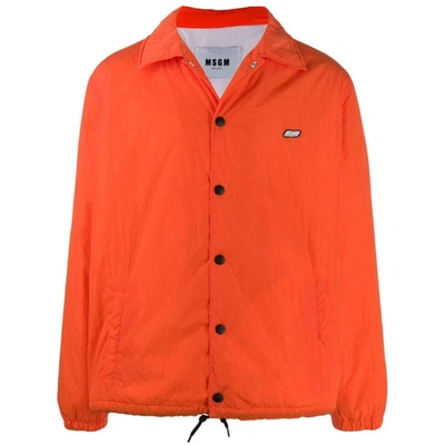 Msgm Overshirt Patch Jacket In Orange