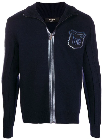 Shop Fendi Men's Blue Wool Sweatshirt
