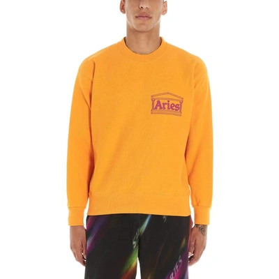 Shop Aries Arise Men's Orange Cotton Sweatshirt