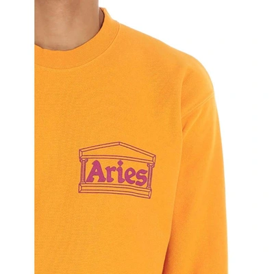 Shop Aries Arise Men's Orange Cotton Sweatshirt