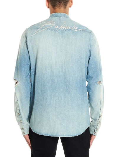 Shop Balmain Men's Light Blue Cotton Shirt
