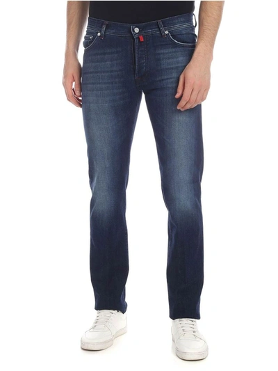 Shop Kiton Men's Blue Cotton Jeans