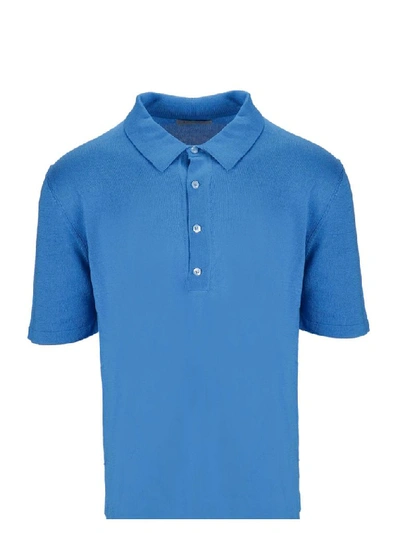 Shop Laneus Men's Light Blue Cotton Polo Shirt