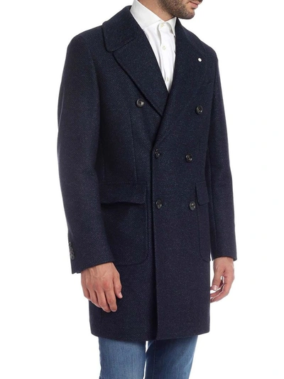 Shop Luigi Bianchi Mantova Men's Blue Wool Coat