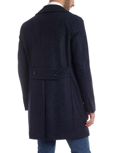 Shop Luigi Bianchi Mantova Men's Blue Wool Coat