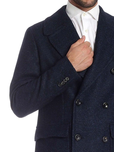 Shop Luigi Bianchi Mantova Men's Blue Wool Coat