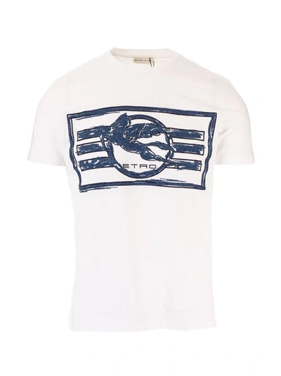 Shop Etro Men's White Cotton T-shirt