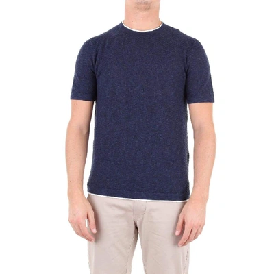 Shop Altea Men's Blue Linen T-shirt