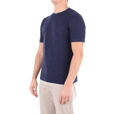 Shop Altea Men's Blue Linen T-shirt