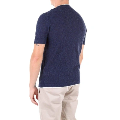 Shop Altea Men's Blue Linen T-shirt