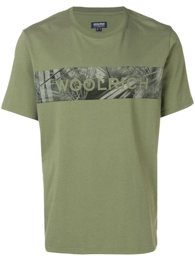 Shop Woolrich Men's Green Cotton T-shirt