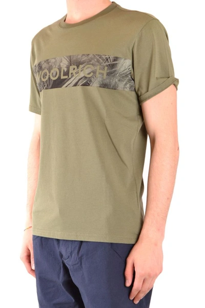 Shop Woolrich Men's Green Cotton T-shirt