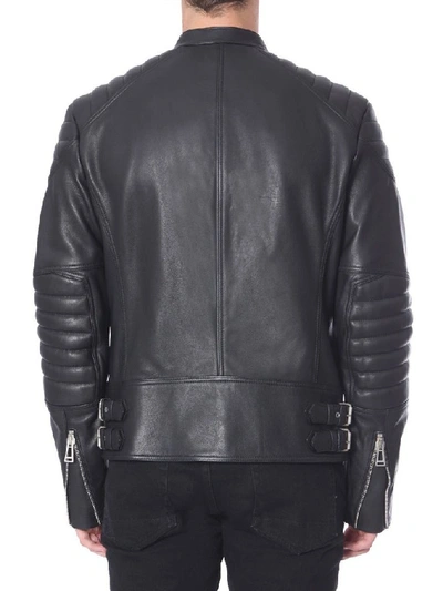 Shop Belstaff Men's Black Leather Outerwear Jacket