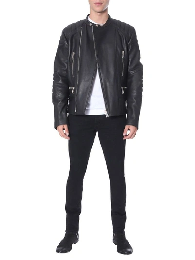 Shop Belstaff Men's Black Leather Outerwear Jacket