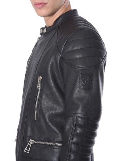 Shop Belstaff Men's Black Leather Outerwear Jacket