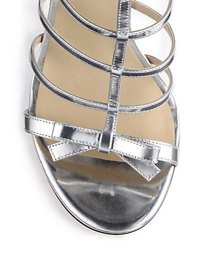 Shop Michael Kors Blythe Metallic Leather Cage Sandals In Silver