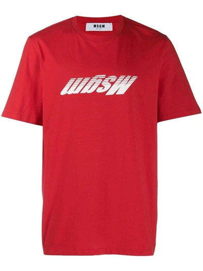 Shop Msgm Men's Red Cotton T-shirt