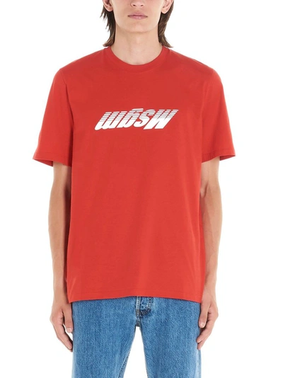 Shop Msgm Men's Red Cotton T-shirt