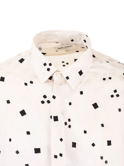 Shop Saint Laurent Men's White Silk Shirt