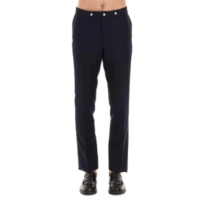 Shop Burberry Men's Blue Wool Pants