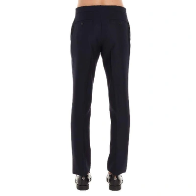 Shop Burberry Men's Blue Wool Pants