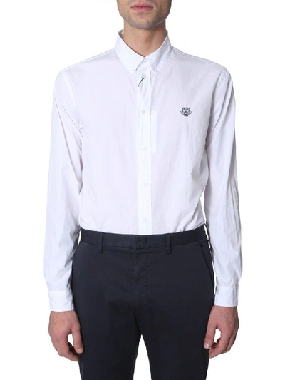 Shop Kenzo Men's White Cotton Shirt