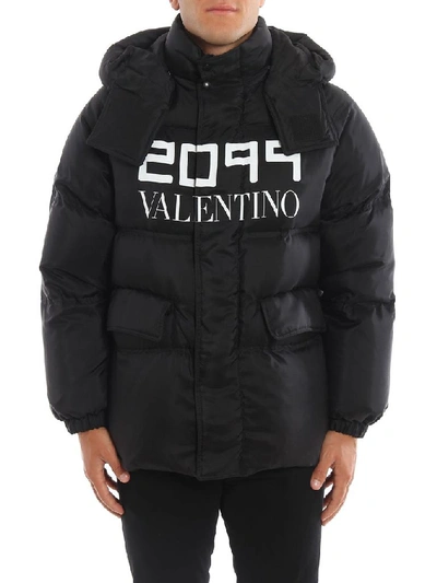 Shop Valentino Men's Black Silk Down Jacket