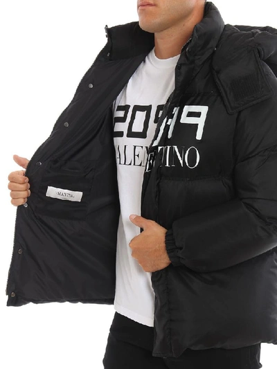 Shop Valentino Men's Black Silk Down Jacket