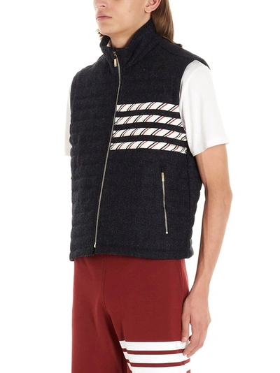 Shop Thom Browne Men's Blue Wool Vest