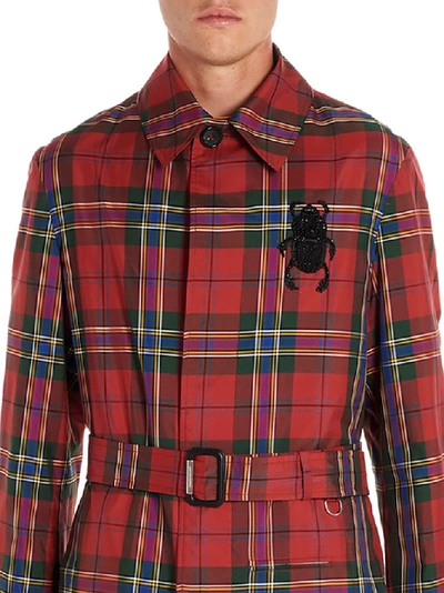 Shop Alexander Mcqueen Men's Red Nylon Trench Coat