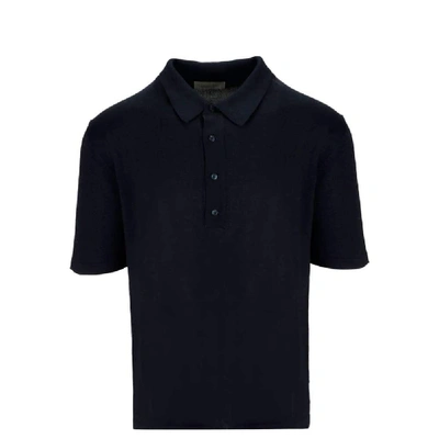 Shop Laneus Men's Blue Cotton Polo Shirt