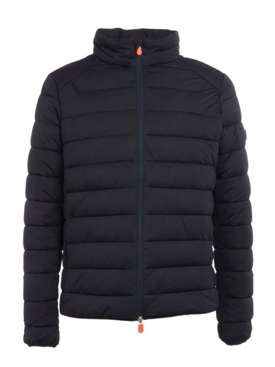 Save The Duck Alexander Ecological Black Down Jacket Man In Blue