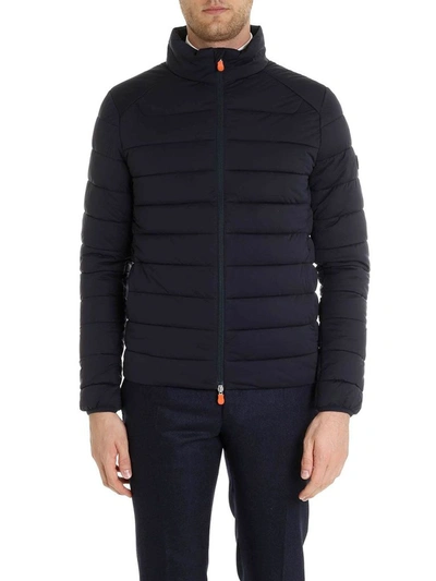 Save The Duck Alexander Ecological Black Down Jacket Man In Blue