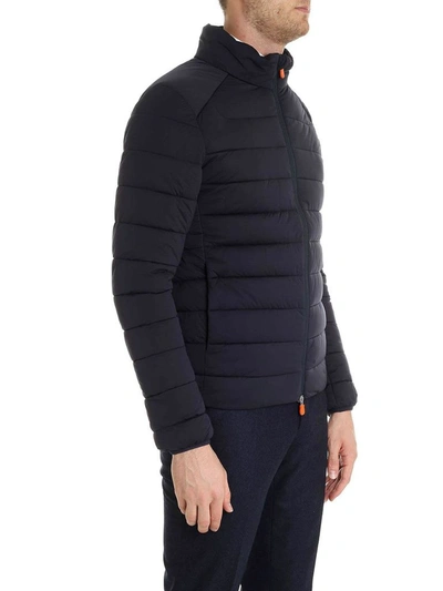 Save The Duck Alexander Ecological Black Down Jacket Man In Blue