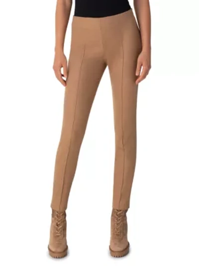 Shop Akris Melissa Flannel Wool Slim Pants In Camel