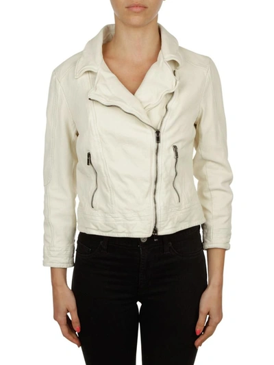 Shop Drome Women's White Leather Outerwear Jacket