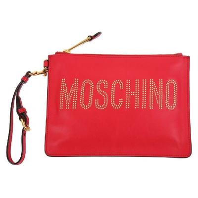 Shop Moschino Women's Red Leather Pouch
