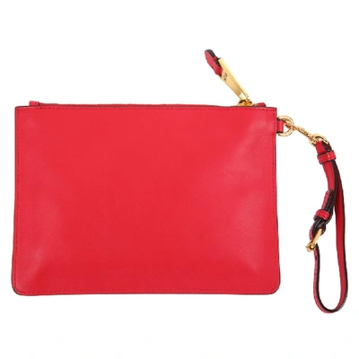 Shop Moschino Women's Red Leather Pouch