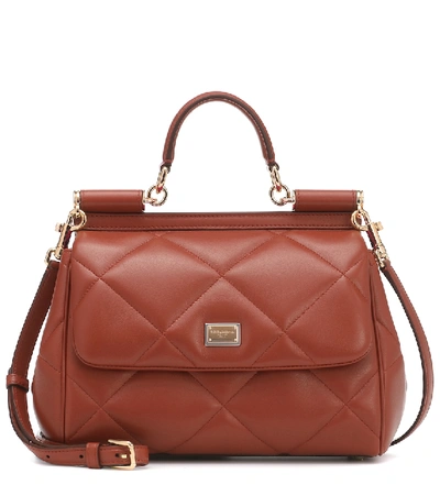 Shop Dolce & Gabbana Sicily Medium Leather Shoulder Bag In Brown