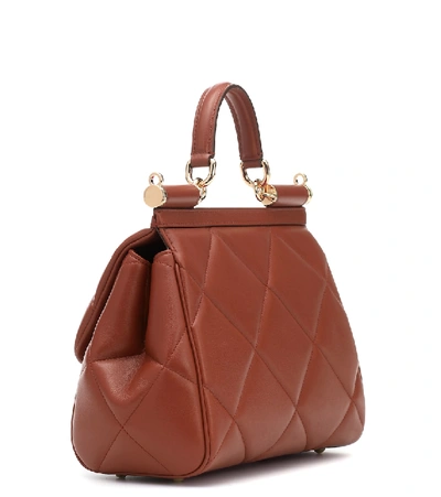 Shop Dolce & Gabbana Sicily Medium Leather Shoulder Bag In Brown