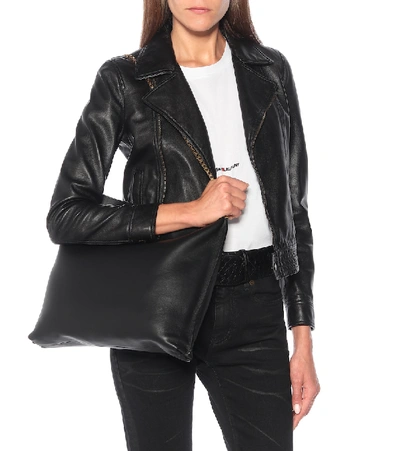 Shop Saint Laurent Suzanne Medium Leather Tote In Black
