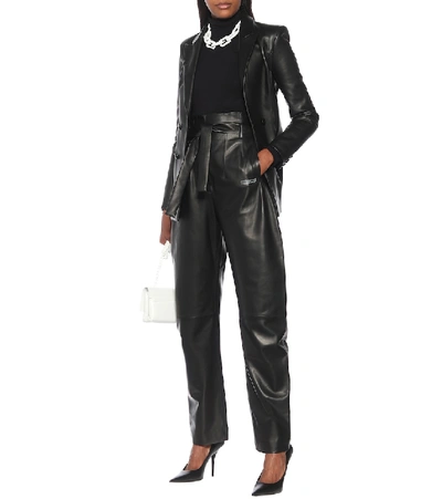 Shop Off-white High-rise Straight Leather Pants In Black