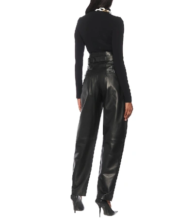 Shop Off-white High-rise Straight Leather Pants In Black