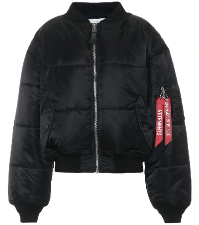 Shop Vetements Reversible Cropped Bomber Jacket In Black