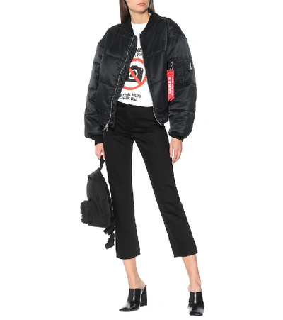 Shop Vetements Reversible Cropped Bomber Jacket In Black