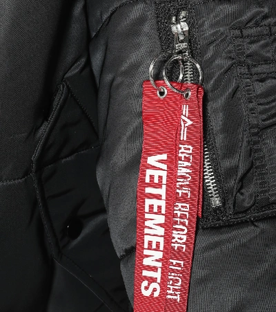Shop Vetements Reversible Cropped Bomber Jacket In Black