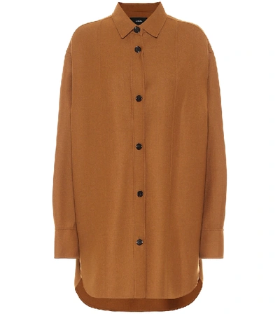 Shop Joseph Judi Stretch-wool Twill Shirt In Brown