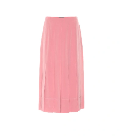Shop Joseph Saria Silk Crêpe De Chine Midi Skirt In Pink