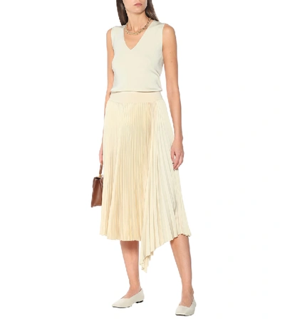 Shop Joseph Sabin Pleated Crêpe Midi Skirt In White